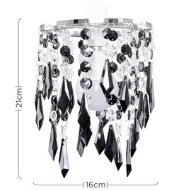 Elegant Chandelier Design Ceiling Pendant Light Shade with Beautiful Black and Clear Acrylic Jewel Effect Droplets