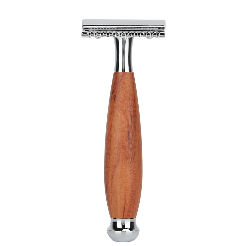 Men's Classic Double Blade Safety Shaving Razor Manual Wood Handle