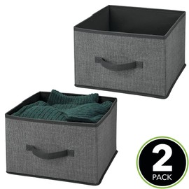 MDESIGN Set of 2 Fabric Storage Boxes, for Organizing the Wardrobe, Classic Pattern Fabric Box for Clothes, Blankets, Accessories and More