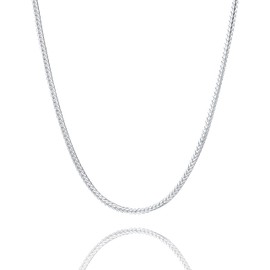 Waitsoul 925 Sterling Silver Square Foxtail Box Chain Lobster Clasp 2mm Silver Franco Chain for Men Women Silver Necklace Chain 30 Inche