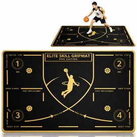 Portable Basketball Footwork Training Mat, Non-Slip Silent Basketball Pads for Training, 47.2 x 33.8 in Dribble Mat for Kids, Teens & Adults, Roll-Up Basketball Training Equipment for Indoor Gym, Garage, Outdoor Court