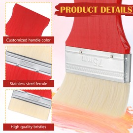Feifeiya 12 Pcs Flat Paddle Paint Brush Set 3 Inch, 4 Inch, 5 Inch Large Wide Paint Brush with Square Handle Wool Paint Brushes Bulk for Watercolor Oil Acrylic Varnish Paints Painter Artist, Red Brown