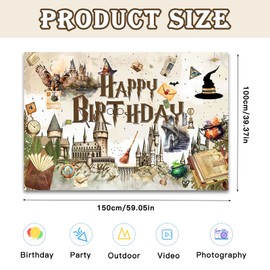 Ainvliya Hary Happy Birthday Backdrop, Photography Backdrop Photo Background for Birthday, Happy Birthday Banner Party Supplies for Kids Party Decorations 5x3FT