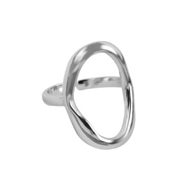 IQPDYV Oval Round Loop Open Statement Ring for Women 18K Gold Plated Ring Classic Oval Adjustable Ring Dainty Promise Minimalist Rings for Women (Silver Style)