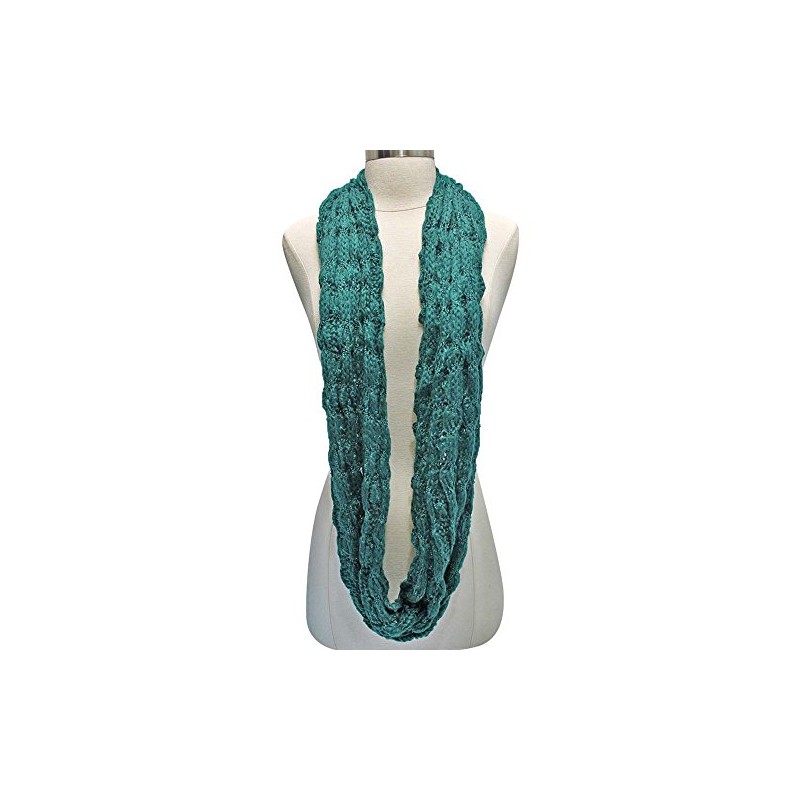 Green Winter Bubble Knit Infinity Circle Scarf