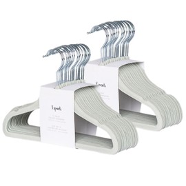 3 Sprouts Velvet Baby Hangers - Non-Slip Hanger for Infant, Toddler, Baby Clothes - Closet Kids Hangers with Slim Design, Nordic Colors, Pack of 30 - Green