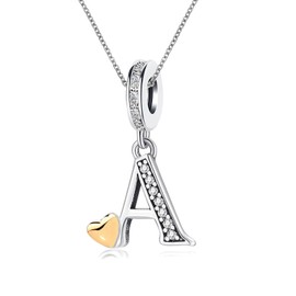 KunBead 18 inch Initial A Letter Gold Heart Alphabet Birthday Charm Pendant Necklace for Women