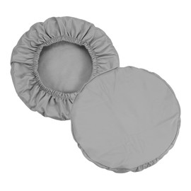 PATIKIL Round Bar Stool Cover, 2 Pack PU Leather Washable Elastic Stool Cushion Cover for Diameter 12"-14" Chair, Grey