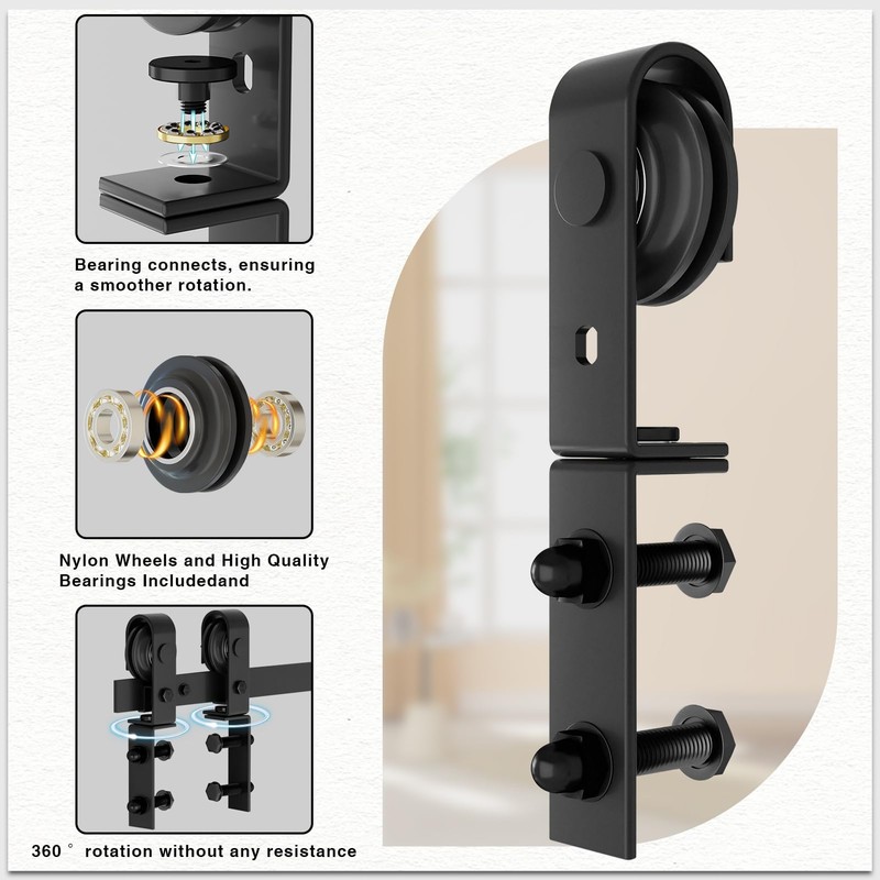 Dondelight 40" Bi-Folding Sliding Barn Door Hardware Kit for 2