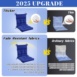 Sintuff 44 x 21 x 4 Patio Chair Cushions Outdoor Chair Cushions Seat/Back Tufted Pillow with Ties All Weather Replacement Indoor Patio Furniture Outdoor Furniture(Navy,4 Pcs)