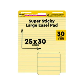 Post-it Super Sticky Easel Pad, 25 x 30 Inches, 30 Sheets/Pad, 1 Pad (561SS), Yellow Lined Premium Self Stick Flip Chart Paper, Super Sticking Power