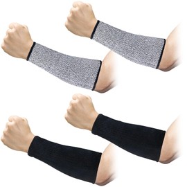 REDANHA 2 Pairs Arm Protection Sleeves Level 5 Protection Cut Burn Resistant Sleeve Anti Abrasion Forearm Cover Protector for Men Women (Black, Grey)