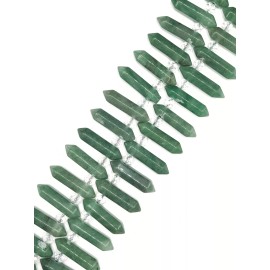 Dark Green Aventurine Top Drilled Faceted Double Point Size 8x32mm 15.5" Strand