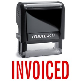 INVOICED Red Office Stock Self-Inking Rubber Stamp