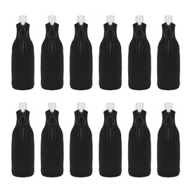 Aspire 12 Pcs Neoprene Beer Bottle Cooler Sleeves, 12oz Sublimation Blank Soft Reusable Zipped-up Bottle Jacket - Black