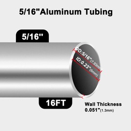 MuRealy Aluminium 5/16" Fuel Line, 16FT 1060 Grade Aluminium Tubing for Brake Line, Metal Gas Line, Refrigeration Equipment