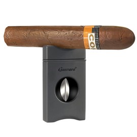 V Cut Cigar Cutter with Cigar Stand Stainless Steel Blade Cigar Guillotine Cigar Cutter with Gift Box (Black)