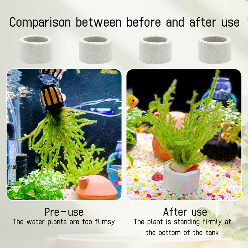 WishLotus 4Pcs Anti-Floating Ceramic Aquatic Plant Rings, 3.5CM Ceramic Aquatic