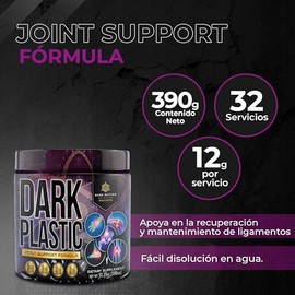 Dark Plastic Joint Support 390gr  Colgeno Bovino  Glucosamina  Cartlago de Tiburn  Vitamina C  Suplemento Alimenticio  Sabor Neutro  30 servicios     