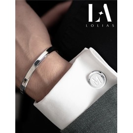 LOLIAS 3 Pairs Initial Cufflinks For Men Classic Mens CuffLinks Set Letter Cuff Links for Casual to Formal with Gift Box Silver Black Gold Cufflinks for Father Husband,M