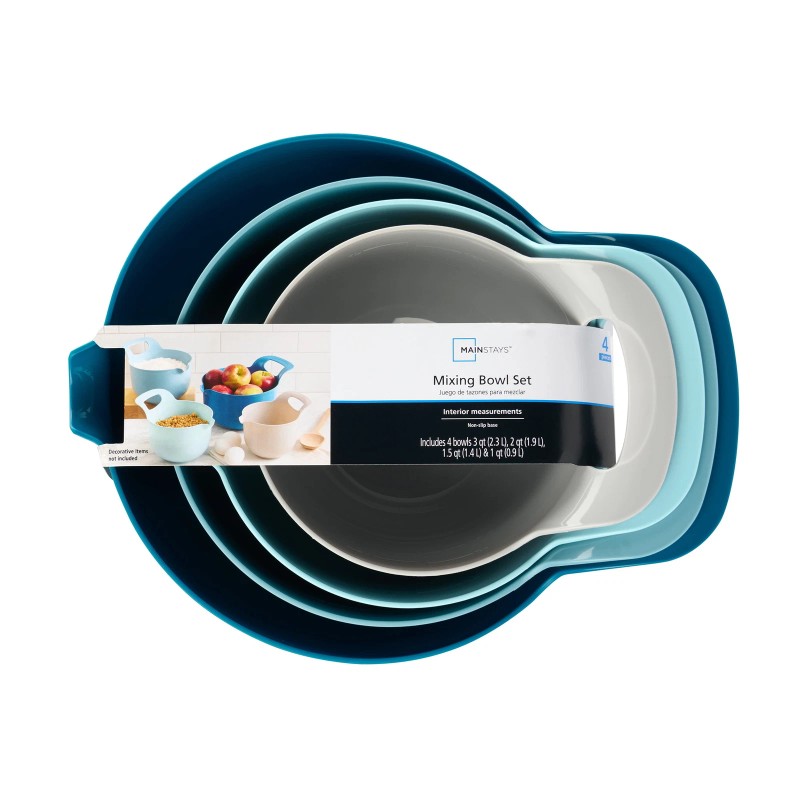 Unbranded 4 Piece Nesting Plastic Mixing Bowl Set with Pour