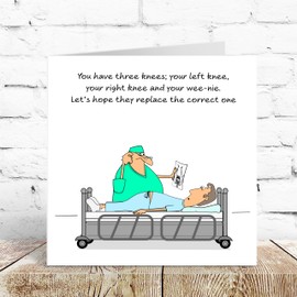 SWIZZOO Knee Replacement Surgery Card/Knee Operation Card - Funny Humorous Cheeky Cartoon - Get Well Soon Recover Quickly Op Congratulations