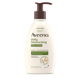 Aveeno Daily Moisturizing Face Lotion with Soothing Prebiotic Oat, Gentle Lotion Nourishes Normal to Dry Skin With Moisture, Facial Lotion for Sensitive Skin, Fragrance-Free, 12 fl. oz