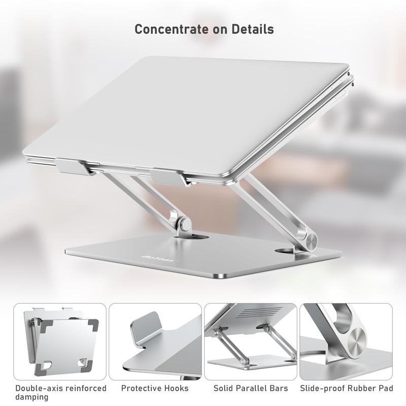 BoYata Laptop Stand, Adjustable Laptop Riser with Slide-Proof Silicone and