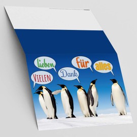 Penguine A4 XXL Thank You Card with Envelope - Premium Folding Card Suitable for All Occasions such as Birthday, Wedding, Anniversary, Thank You Card BREITENWERK