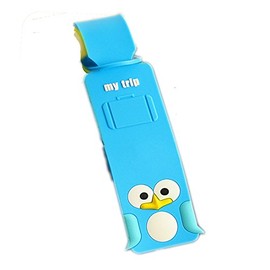 Happy Star® Cute Animals Luggage Tags Kids Holiday Suitcase Labels Boys Girls Travel Bag Identity for Children (Penguin on Blue tag)