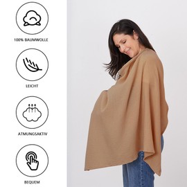 Nursing Cloth Nursing Apron, Soft and Breathable Nursing Scarf Cotton Nursing Apron for On the Go Nursing Cover Gifts for Mother, camel