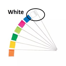 Keson 21" Wire Surveyor Stake w/ 2.5" x 3.5" WHITE Marking Flag, 100-Pack STK21W