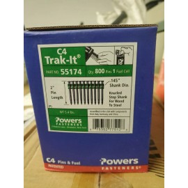 POWERS FASTENERS C5 TRAK-IT  2" PIN 55174  800 pins per box Powers C4 TRAK-IT