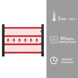 KEG Towel Warmer 4 Bars for Bathroom Wall Mounted Bath Towel Heater Hardwired and Plug-in with Built-in Timer Matte Black