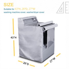 AKEfit Washing Machine Cover,Waterproof Dustproof Washing Cover with Zipper,Fit for Outside Top or Front Load Washer/Dryer,27"W x 26"D x 43"H-Sliver