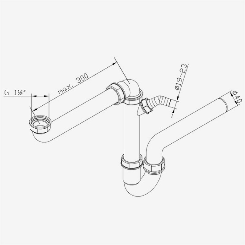 tecuro Space-Saving Sink Siphon Kitchen Odour Trap with Wall Pipe