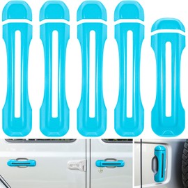 Door Handle Inserts Cover+Tailgate Handle Cover Trim Set Exterior Accessories for 2018-2024 Jeep Wrangler JL JLU Sports Sahara Freedom Rubicon Unlimited Gladiator JT 2-Door & 4-Door (Light Blue 5PCS)