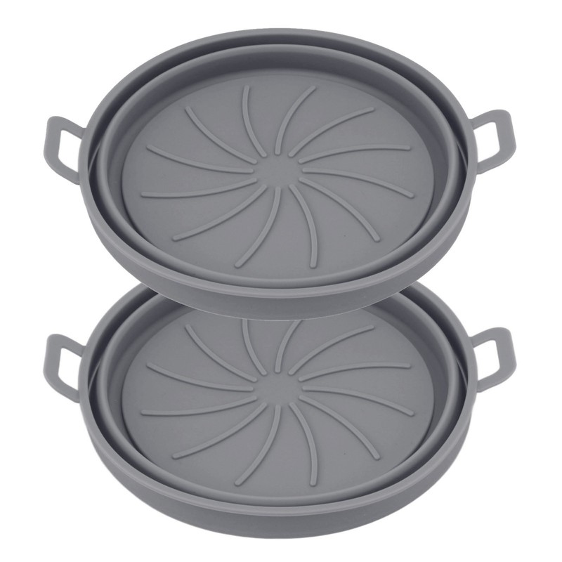 2 Pcs Silicone Air Cooker Pot With Handle Round Fryer