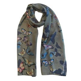 Anuschka Chiffon Scarf - 60 x 182 cm - Printed Art Motif, Butterfly Heaven