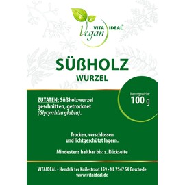 VITAIDEAL VEGAN® Liquiritiae Radix Cut Licorice Root 100 g, Pure Natural without Additives