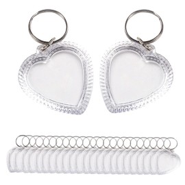 25 PCS Transparent Acrylic Photo Frame Keyring Heart-shaped Blank DIY Picture Insert Frame Keychains Key Rings for Unisex Friends Family Couple Craft Artwork