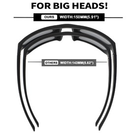 MAXJULI XL Z87 Sports Sunglasses for Big Heads Men Women TR90 Ultralight UV400 Protection Glasses 8701 (Black/Super Dark)