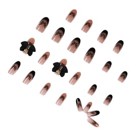 FOMIYES Chic Gothic Nails Fake Butterfly Short Press-ons 24pcs Set for Women's Manicure