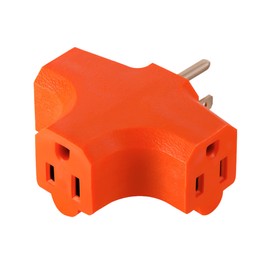 GoGreen Power (GG-3406OR) 3 Wire Cube Adapter, 3-Outlet Wall Tap Adapter with Omni–Directional Output, Orange