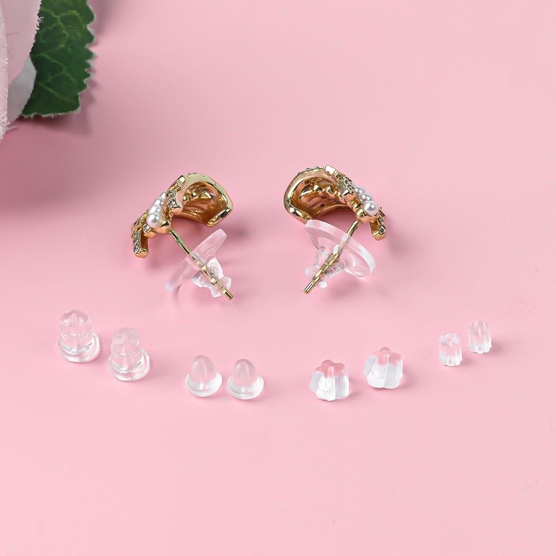 BIDEX 600 PCS Clear Silicone Backs for Studs and Droopy
