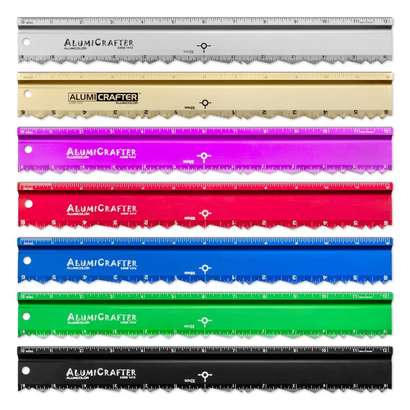 Alumicolor AlumiCrafter Straight Edge Metal Ruler with Unique Deckle Edge,