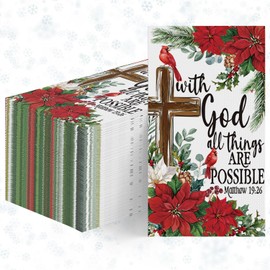 Horaldaily 50 Christmas Disposable Paper Decorative Guest Napkins, Holy Crucifix Wild Flower Birds Hand Towel for Party Lunch Dinner Kitchen Bathroom