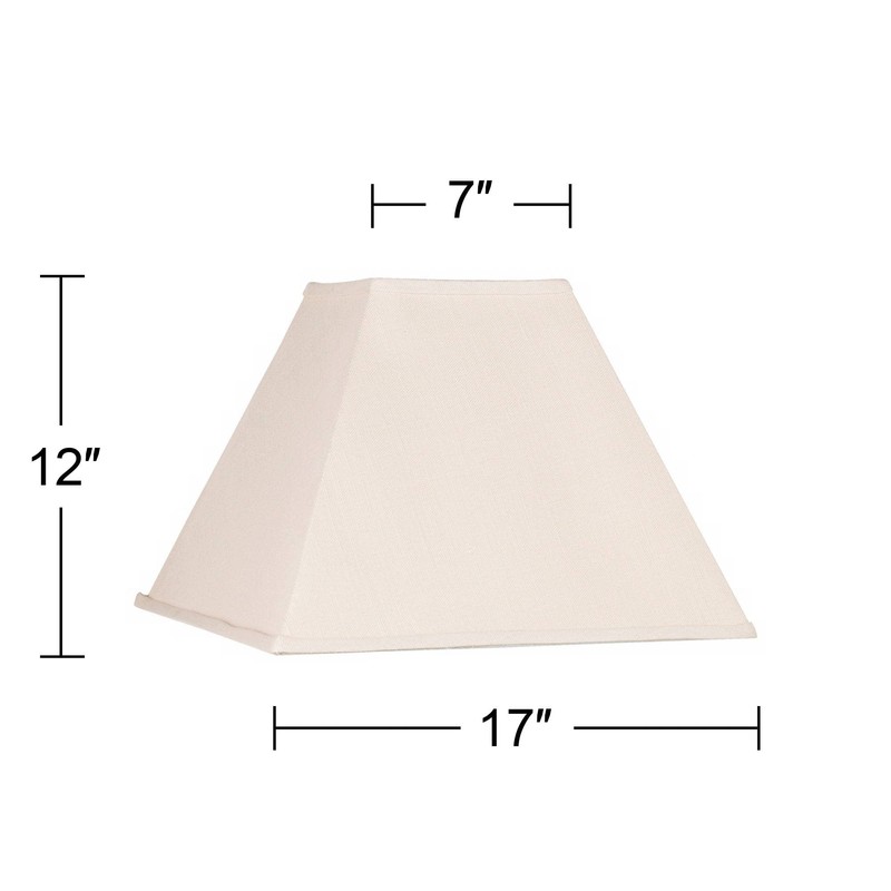 Set of 2 Tapered Square Lamp Shades Beige Large 7"