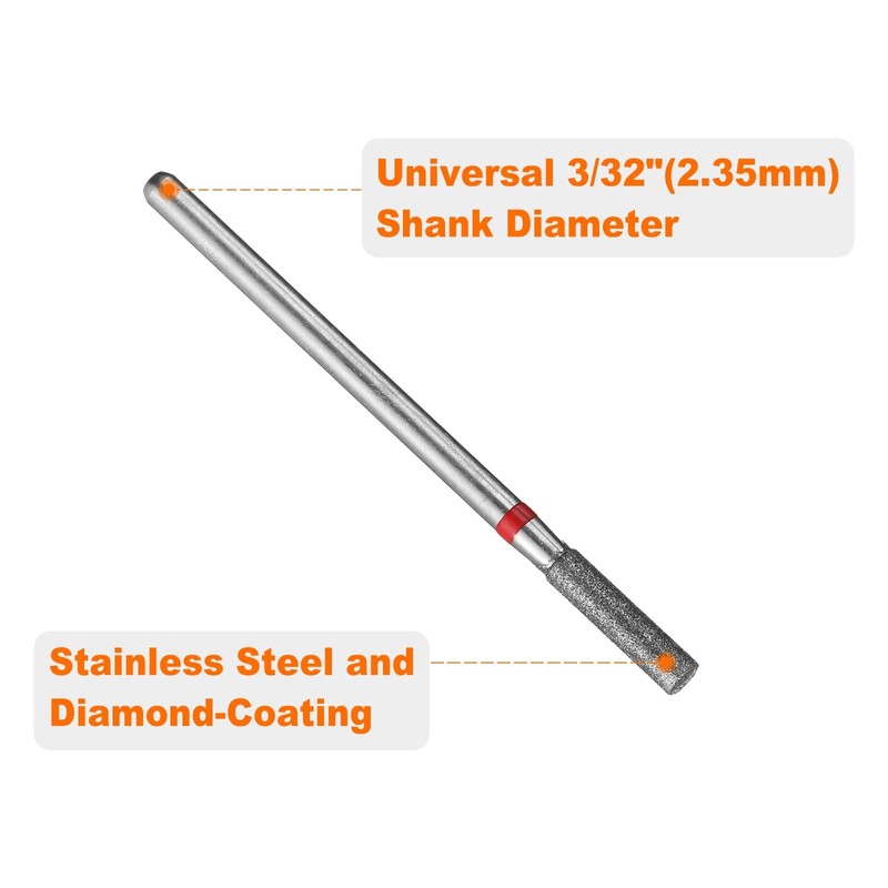 sourcing map 5pcs 200-230 Grits Diamond Grinding Bit 2.5mm Cylinder