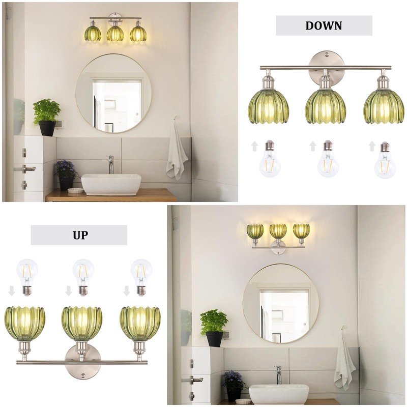 Shenmoyl Bathroom Light Fixtures, 3-Light Vanity wall Light Over Mirror